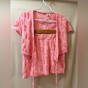 ⚫️ BOGO Pink Floral Women's two piece loungewear sleepwear size xs